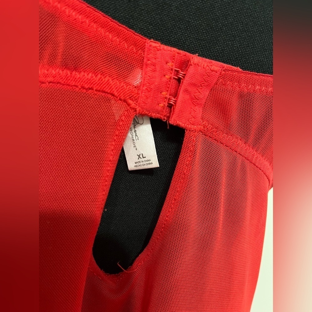 Elegant Scarlet Lace Slip Nightie - Picture 3 of 7